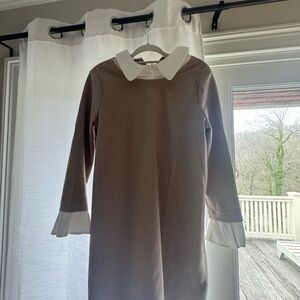 Tuckernuck Beige Dress with White Collar and Cuffs